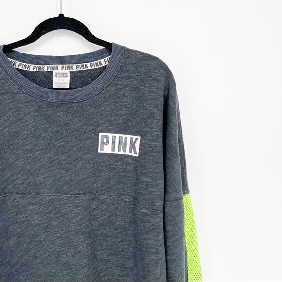 PINK Victorias Secret Gray Green Pullover Sweatshirt - Picture 1 of 7